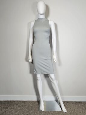 Babaton Aritzia Pale Gray Mint Halter Midi Dress Sz 00